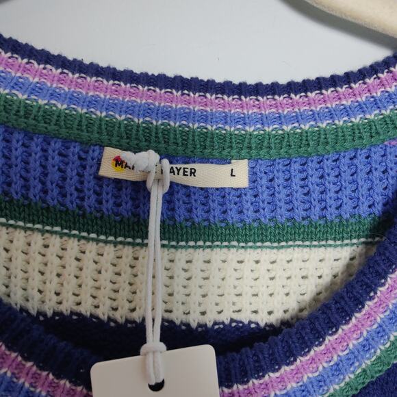 NWT Marine Layer Sz L Rory Crochet Knit Stripe Sleeveless Sweater Vest Purple - Picture 3 of 7